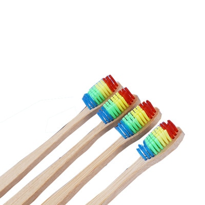 Wooden Rainbow Bamboo Toothbrush Oral Care Baby Soft-bristled Toothbrush for Children Training Toothbrushes baby dental care