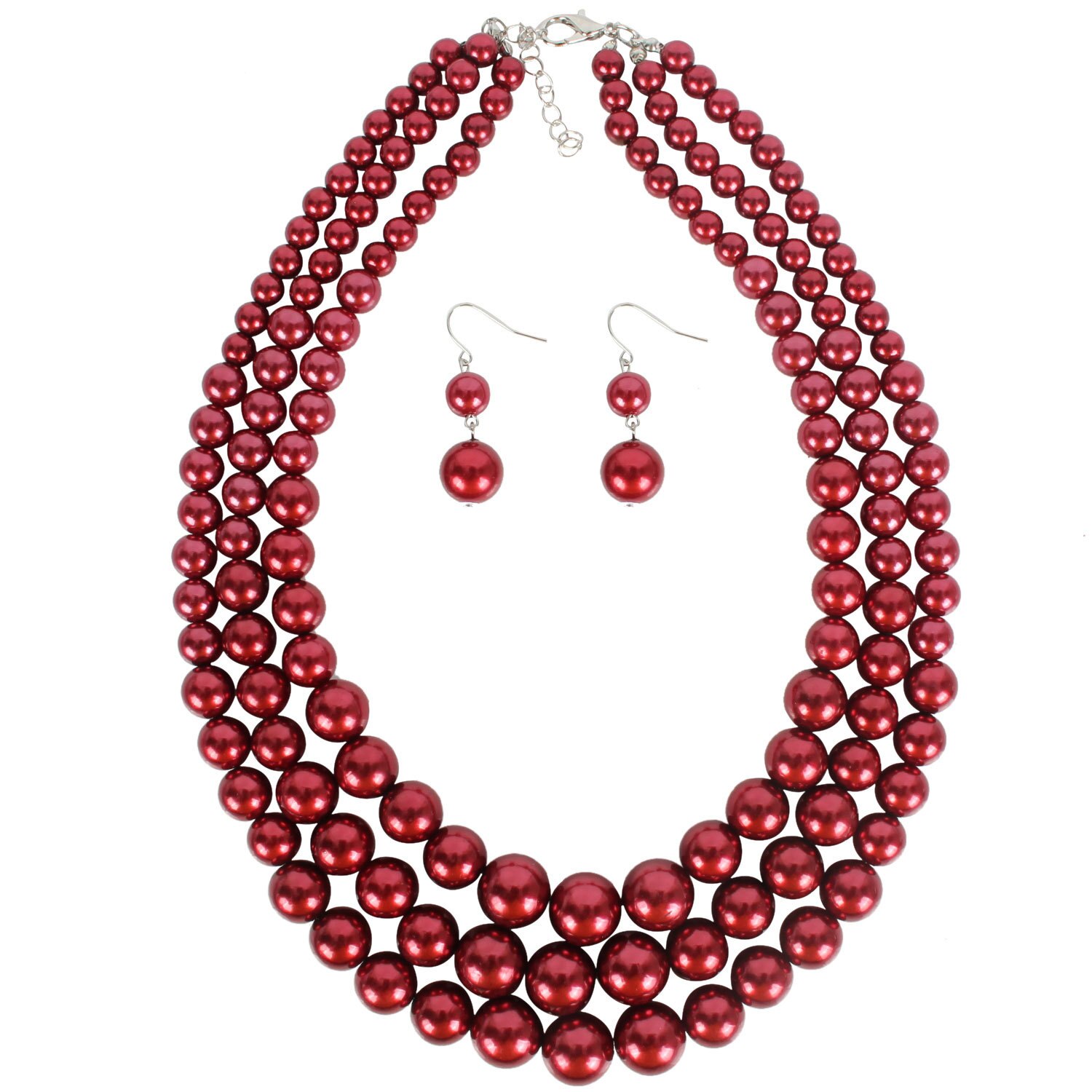 Handmade pearl fashionable and exaggerated in Europe and America lady's pearl string clavicle multi-layer Necklace: claret