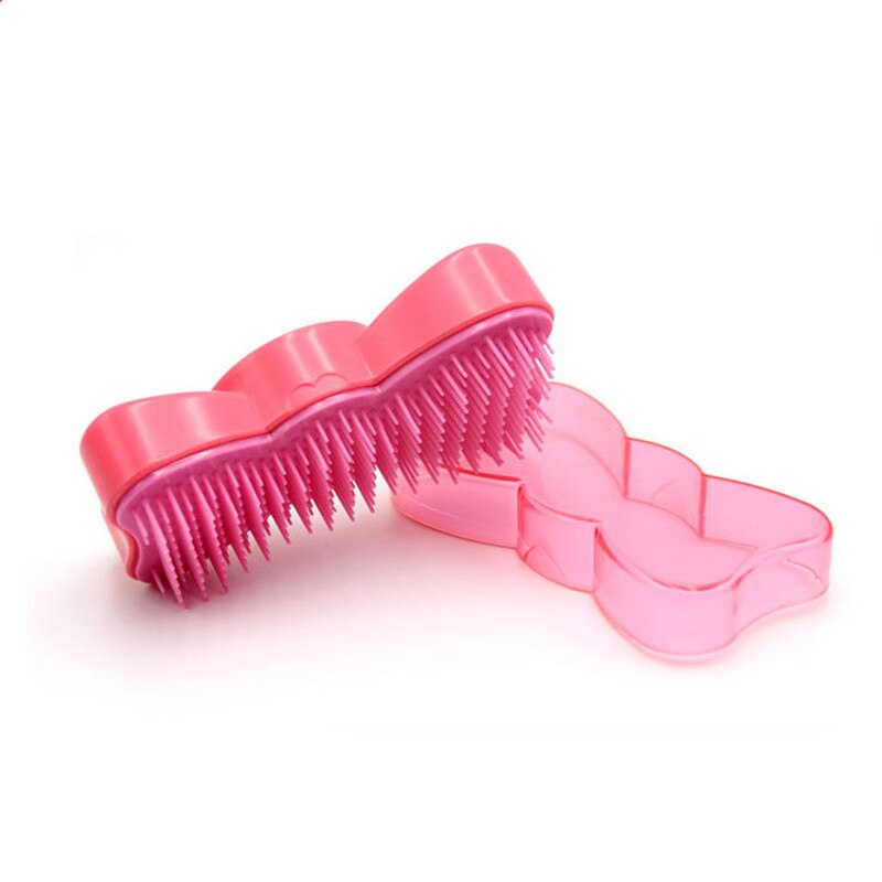 Bunte Kunststoff Haar Kamm Bogen Krawatte Gerade Haar Kamm Anti-knoten Massage: Rosa