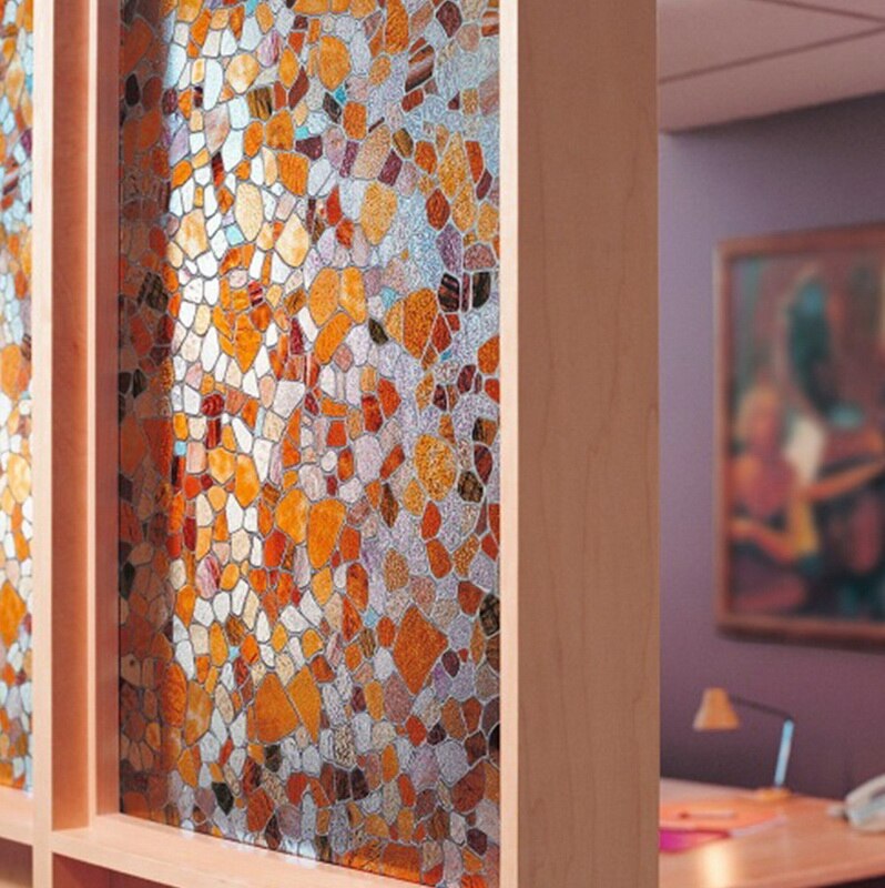 Colorful Self-adhesive Glass Window Stickers Bathroom Cellophane Glass Film Opaque Bathroom Cellophane Shading Windows: Style B