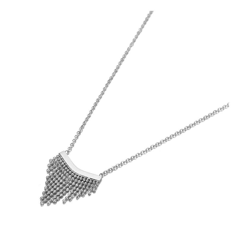 Lokaer-collar con colgante de borla geométrica Vintage para mujer, gargantilla de cadena de acero inoxidable de titanio, Original, N20128: Color acero