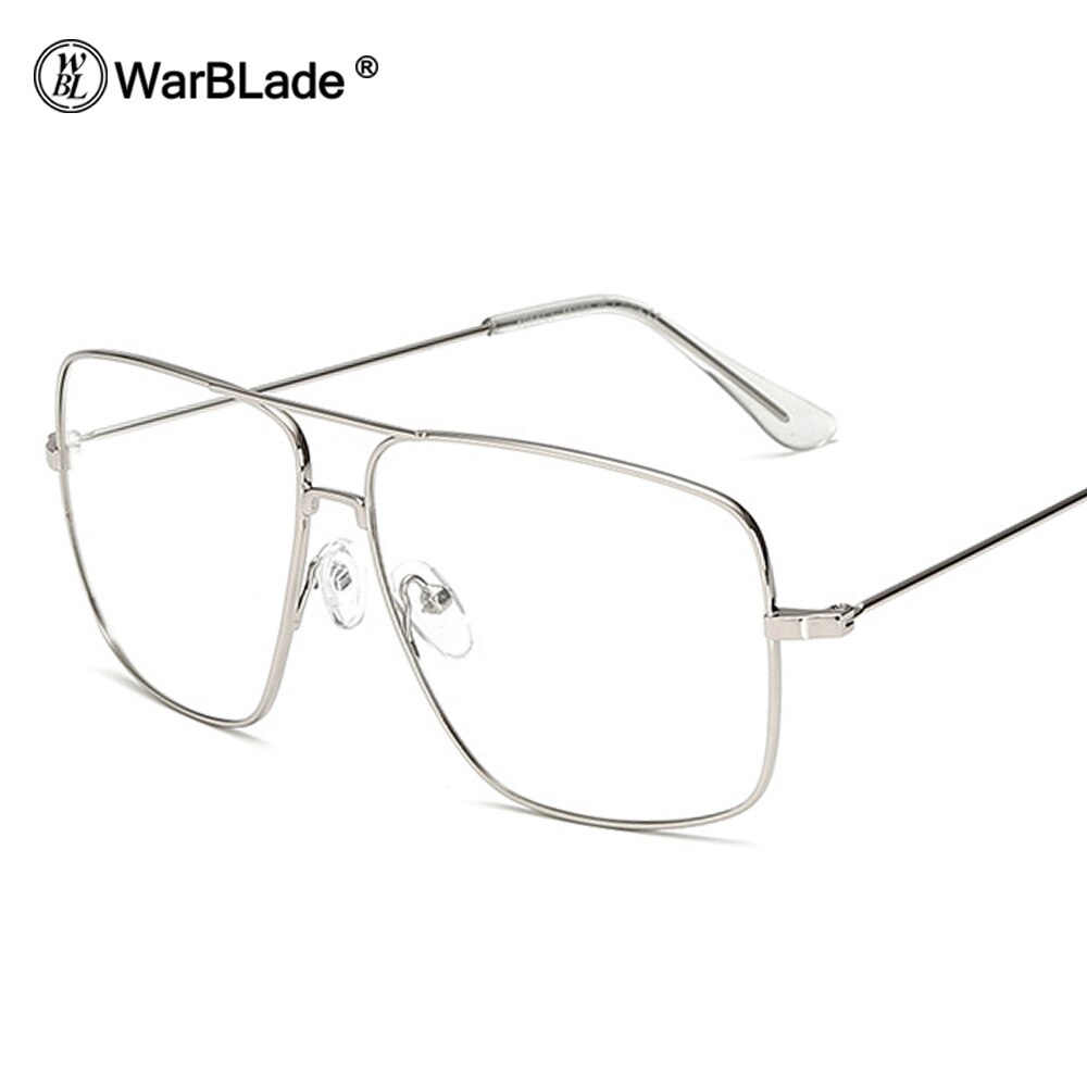 WarBLade, gafas Retro finas doradas, para hombre y mujer, lentes ópticas de aleación de Metal, gafas planas, gafas ópticas para hombre, ultraligeras: silver