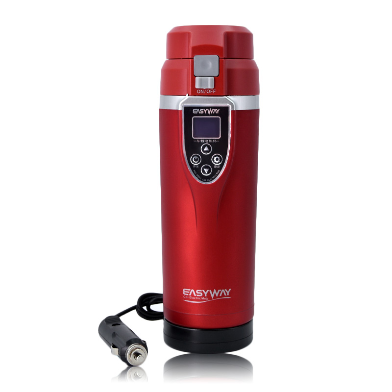 Tasse à ébullition Portable de 350ML, température réglable, tasse à ébullition pour voiture, bouilloire électrique, café, thé ou lait, accessoires de voyage: Red