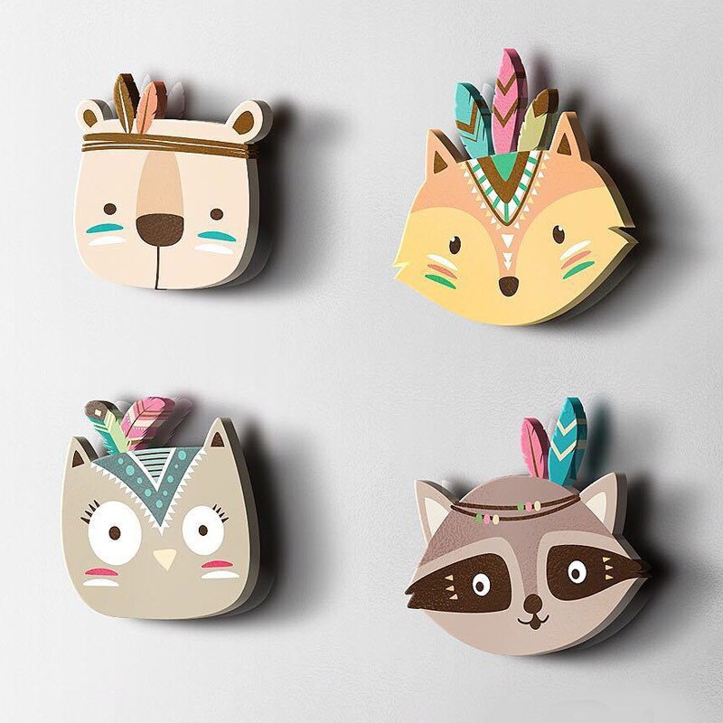 Autocollants muraux 3D animaux de style nordique, décoration pour chambre d&#39;enfant, Stickers muraux