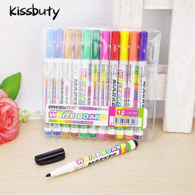 12 farver whiteboard tusch penne flydende kridt sletbart glas keramik børn skrive maker pen kontor skole forsyning papirvarer