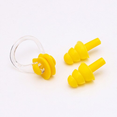 Twee in een, 5 Kleuren Soft Silicone Zwemmen Set Waterdicht Nose Clip + Ear Plug Oordopje Nuttig: YELLOW