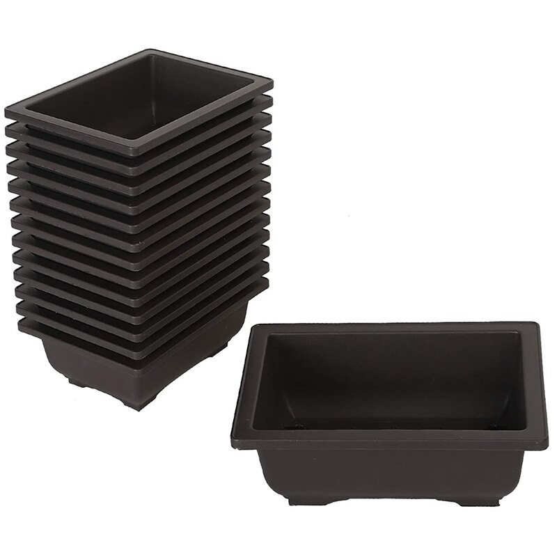 Rektangulär plast bonsai träningskruka, blomma och köttig kruka behållare, används för trädgård, heminredning: B
