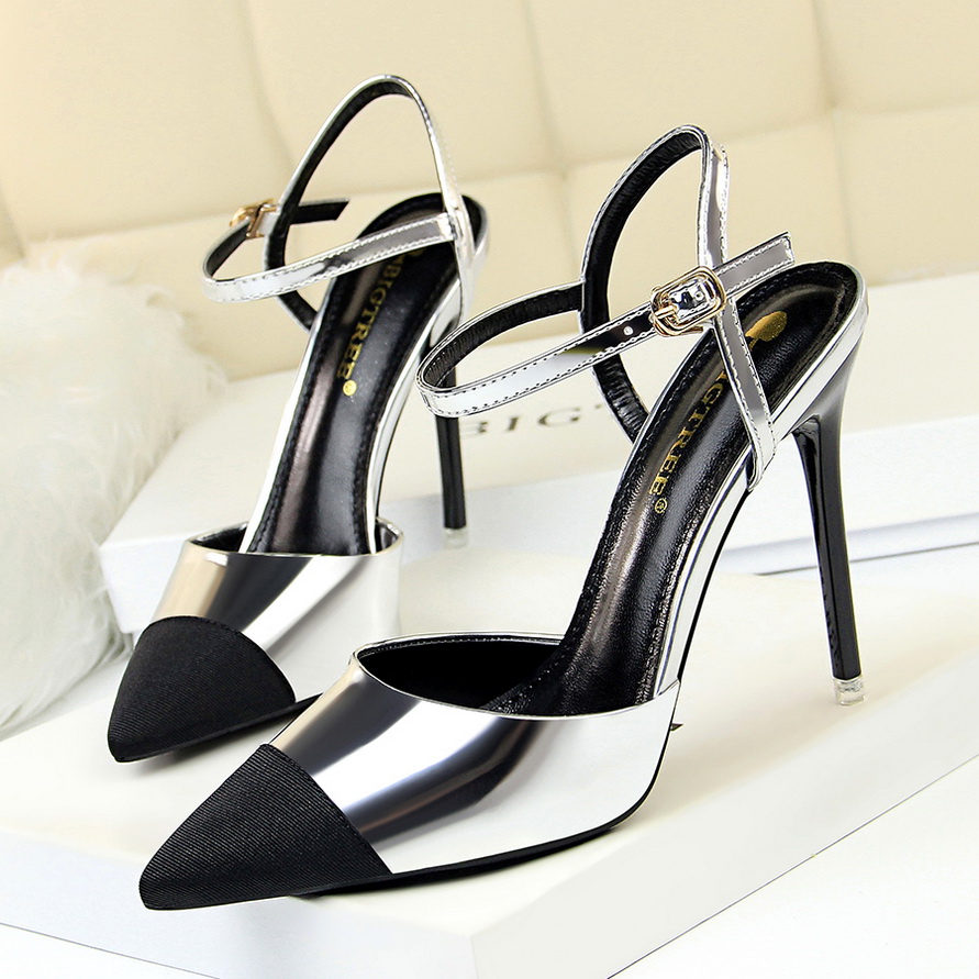 Sandales à talons hauts de 11cm pour femmes, sandales gris métallisé, sangle de rinçage, casquette Parker, chaussures de bureau dorées, fétiche de mariage, boîte de nuit