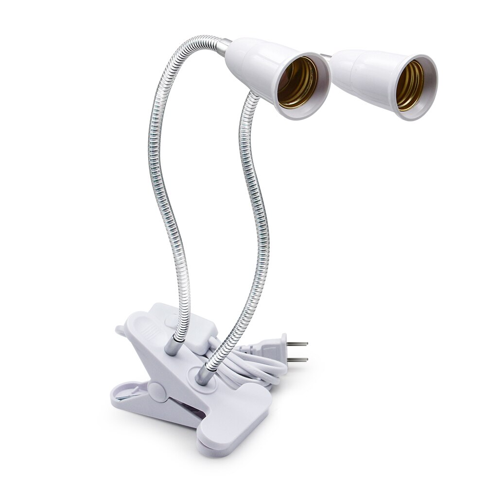 [DBF]Grow Lamp Holder Double Head Flexible Clamp Light E27 Socket 43cm Flexible Clip Switch LED Lamp Holder Socket Power Cable