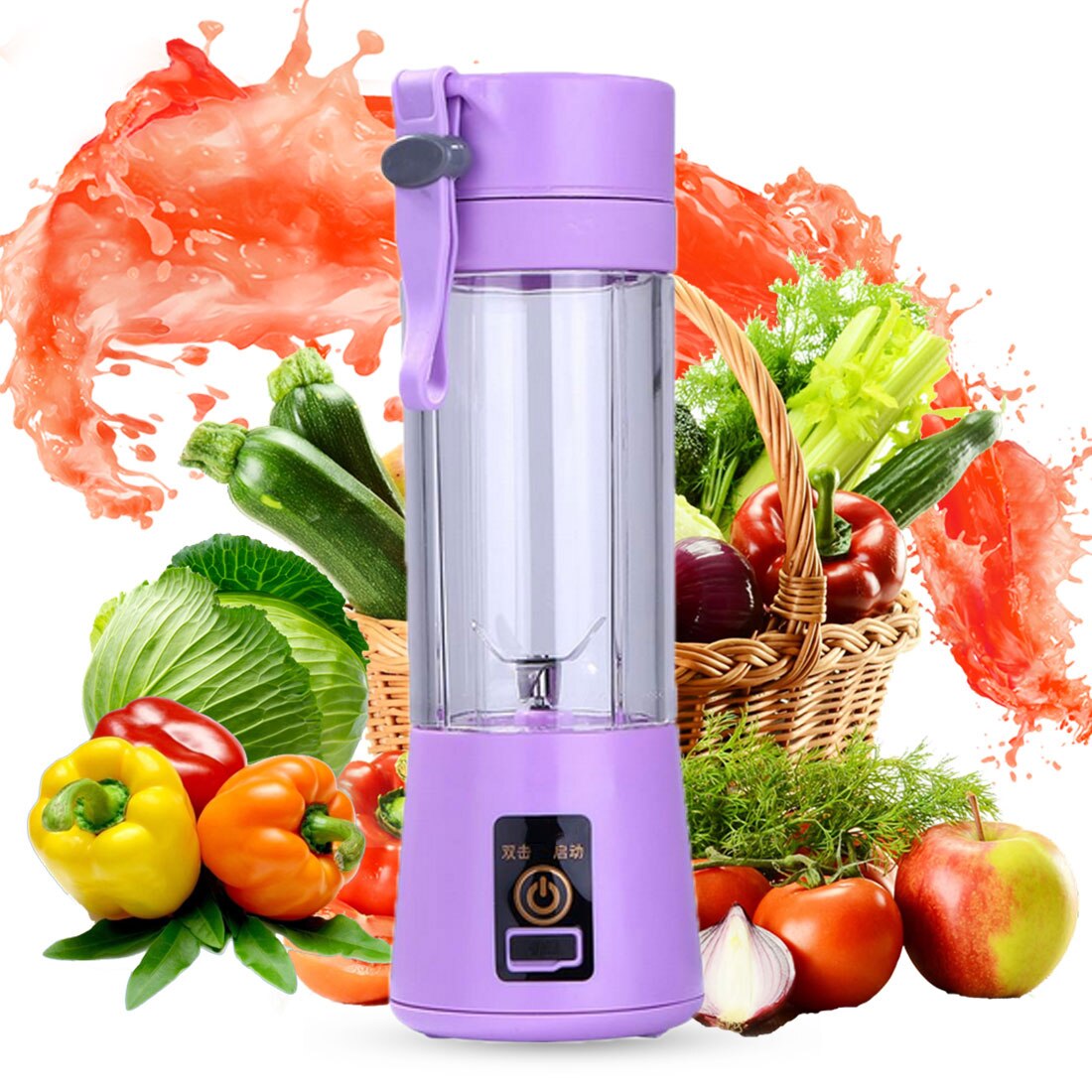 Portable blender usb mixer electric juicer machine smoothie blender mini food processor personal blender cup juice blenders: Purple