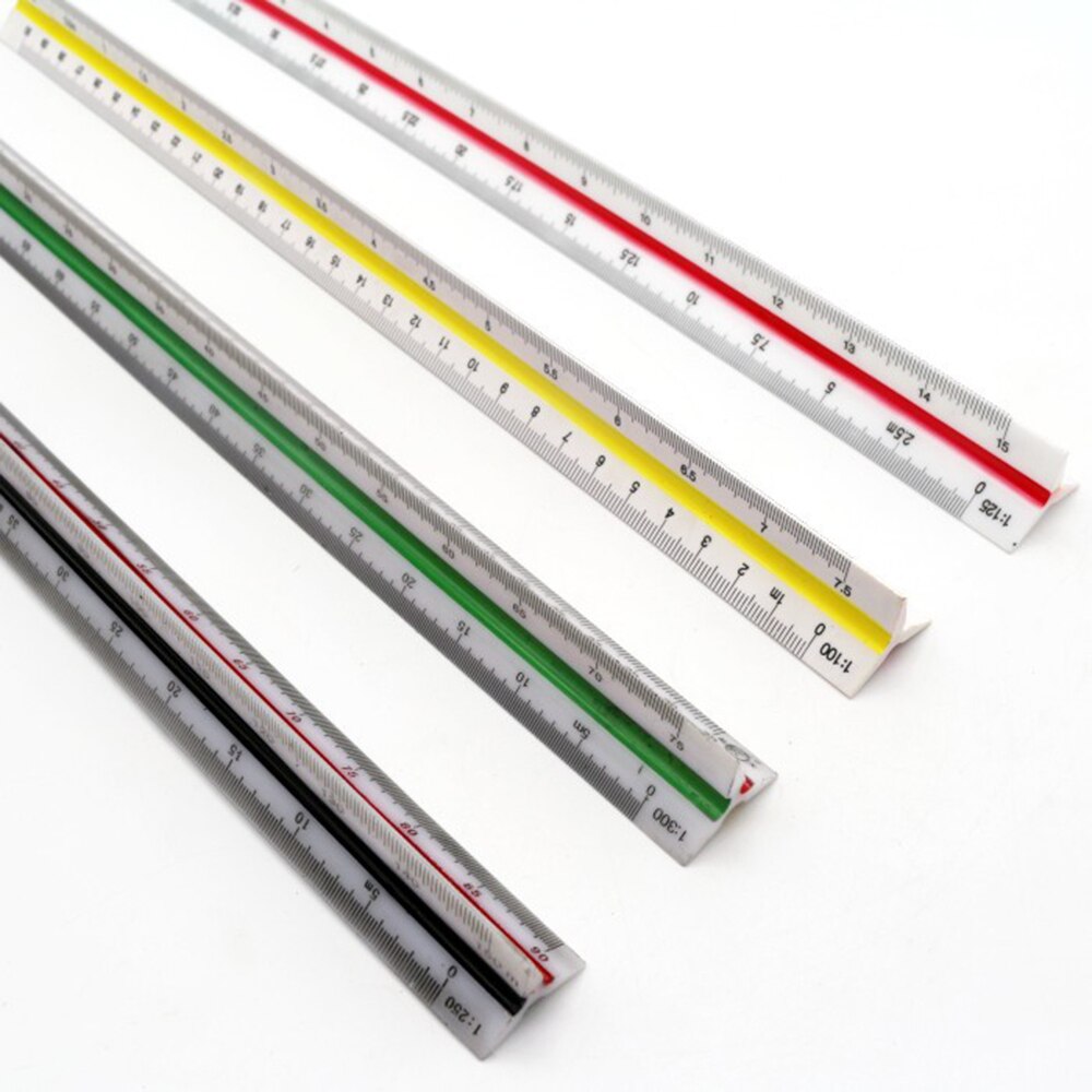 Aluminum triangular ruler aluminum 300mm scale for architects engineers school home and office