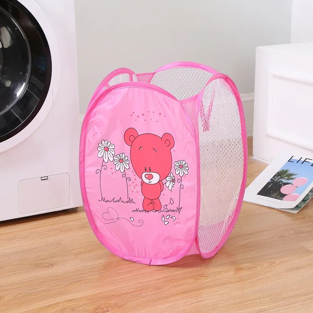 Schmutzige Kleidung, zusammenklappbarer Aufbewahrungskorb, Haushalt, Kinderspielzeug, Aufbewahrungsbox, offenes Netz, Sortierkorb, Cartoon-Farbe, zufälliges Produkt: YELLOW