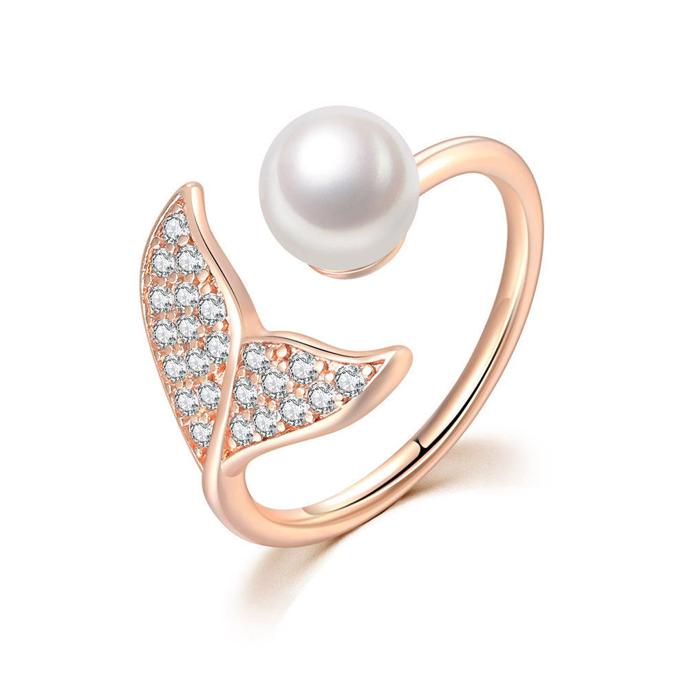 Verstelbare Mermaid Tail Vrouwen Ring Goud Kleur Dainty Ringen Met Zirkoon Opening Voor Meisjes Trend Sieraden r385: 8 / GRIJS