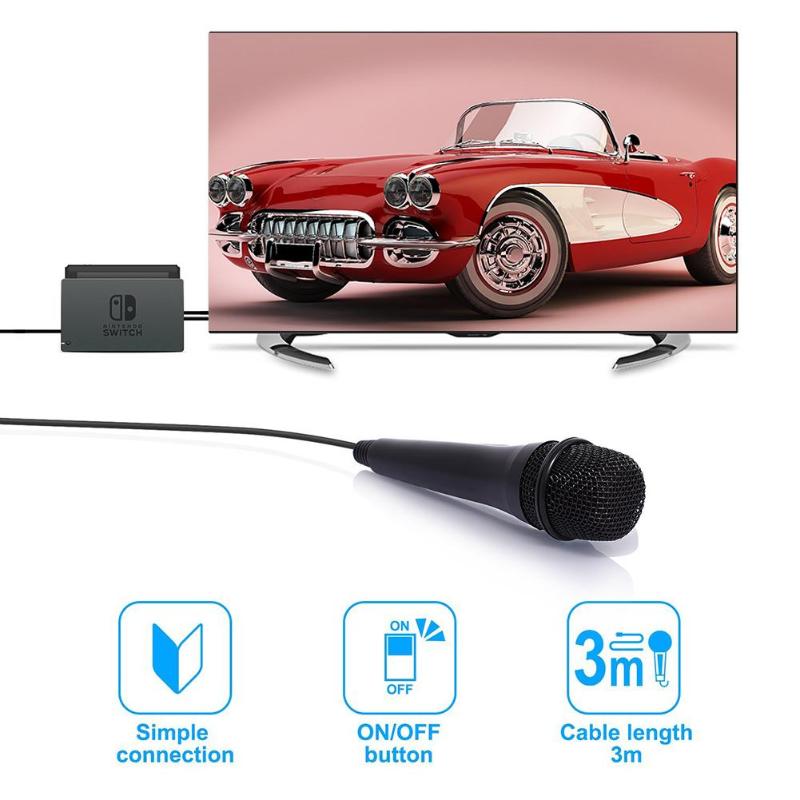 Micrófono con cable USB 3m/9.8ft, micrófono de alto rendimiento, micrófono de Karaoke para Nintendo Switch PS4, Wii U, PC XBOX360