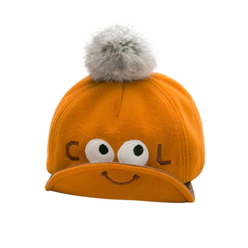 Baby peuter jongen meisje pet snapback pet pet met klep schattige oog bedrukte bontbal baseball pet 6-24m: O