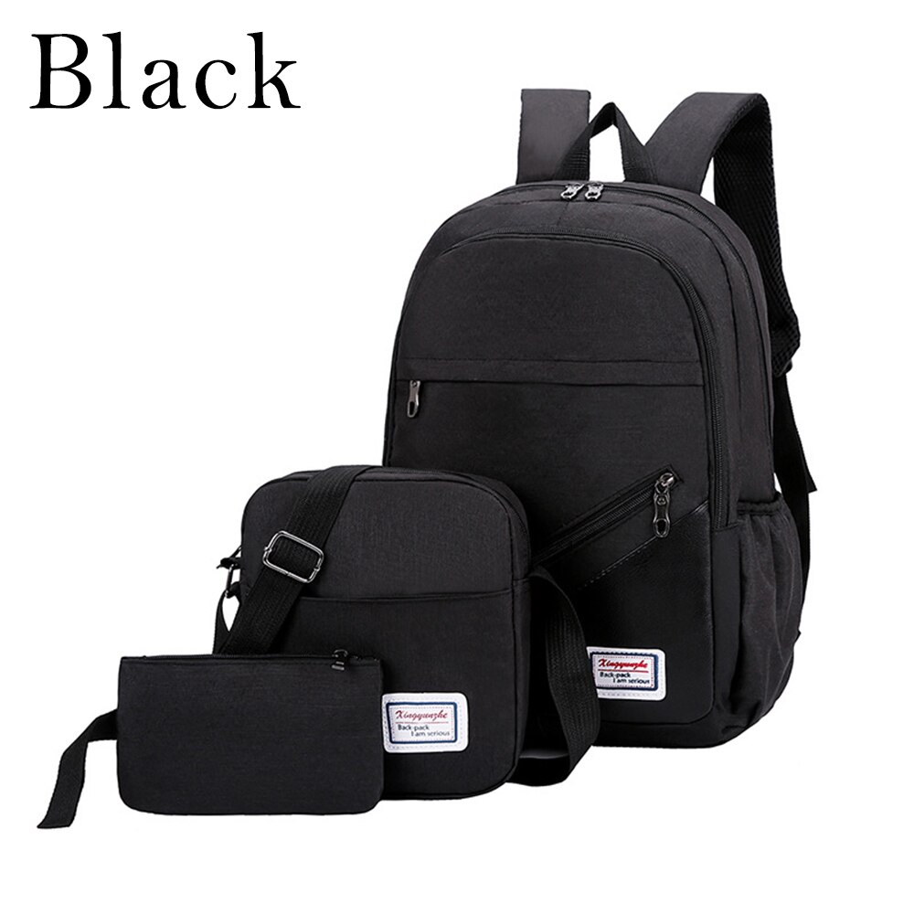 MoneRffi USB Lade Leinwand Rucksack 3 teile/satz Frauen Schule Rucksäcke Schulranzen Für Jugendliche Mann Student Buch Tasche Jungen Satchel