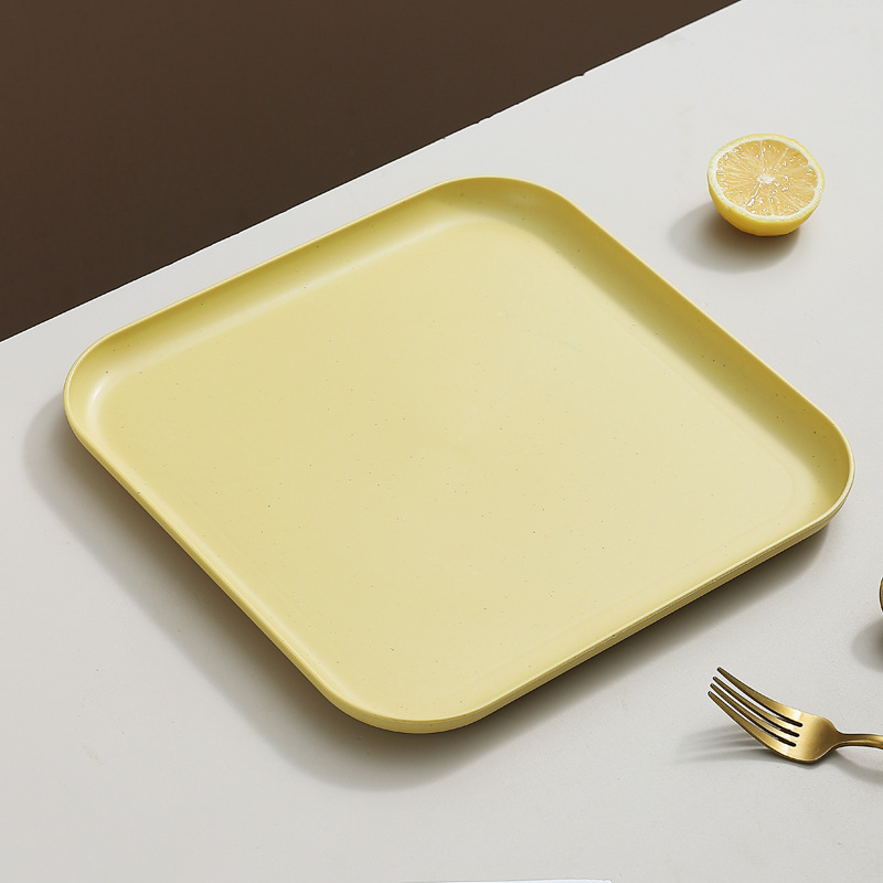 Inyahome Set of 1/4/10 Wheat Straw Square Dinner Dish Snack Dessert Plates for Vegetable Fruit Cake Bread Serving Plate Tray: PURPLE / 6 Inches