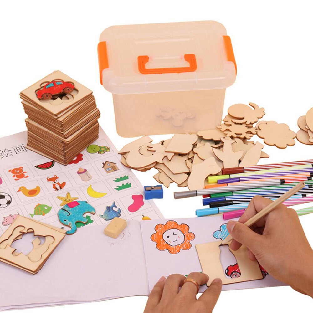 100Pcs Baby Speelgoed Houten Tekening Speelgoed Kleuring Board Speelgoed Voor Kinderen Creativiteit Coloring Doodles Speelgoed Jongen Meisje Leren Tekening tool