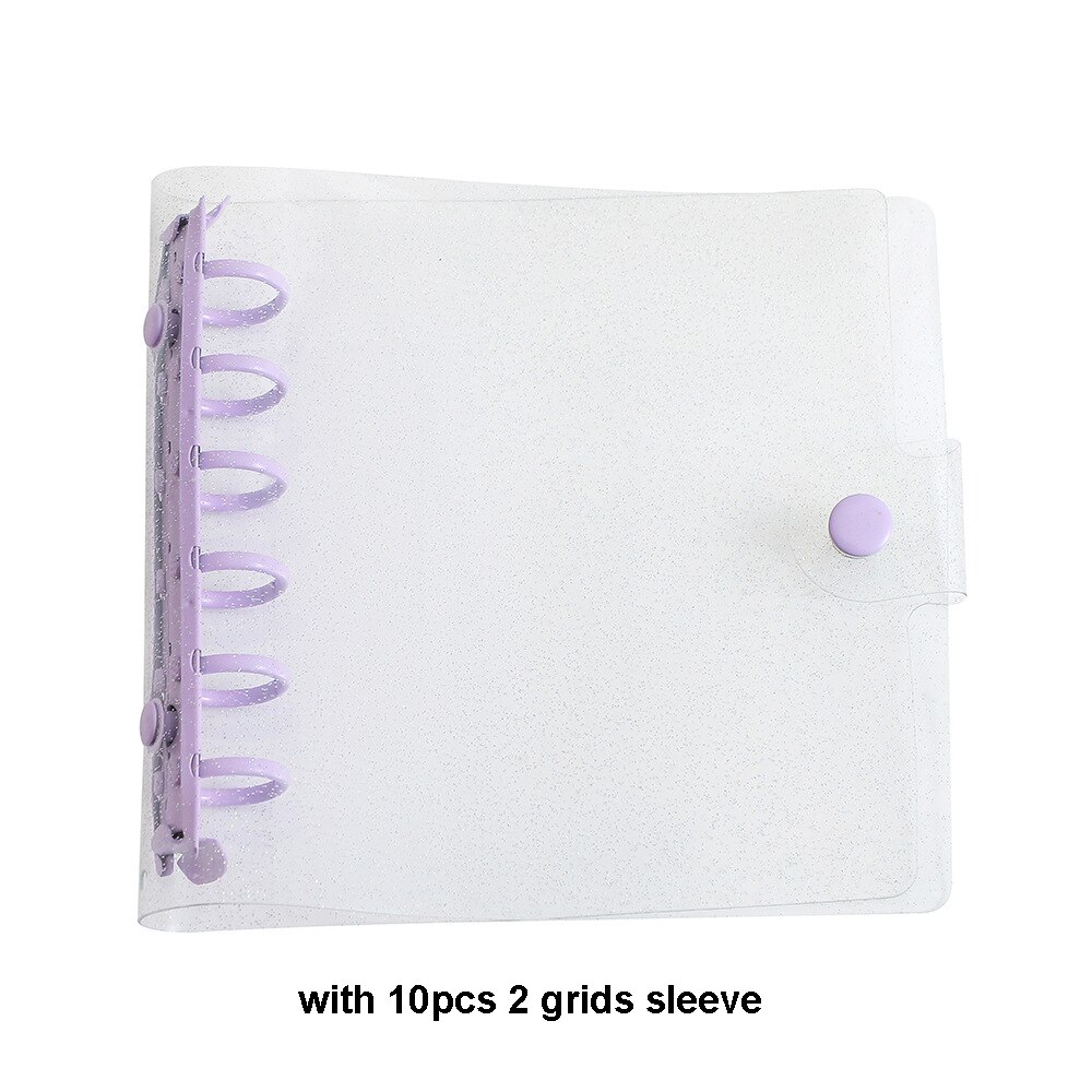 Square Loose Leaf Diary Notebook Photo Album 3 5 inch Photocard Holder DIY PVC Binder Goo Card Storage Book Korean Stationery: purple glitter