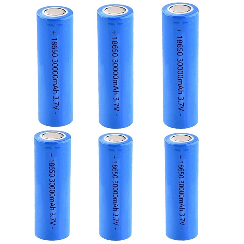 30000mAh 3.7V Li-ion Battery 18650 Li-ion Rechargeable Battery for LED Flashlight/electronic Gadget Cabinet Light: 6PCS Battery