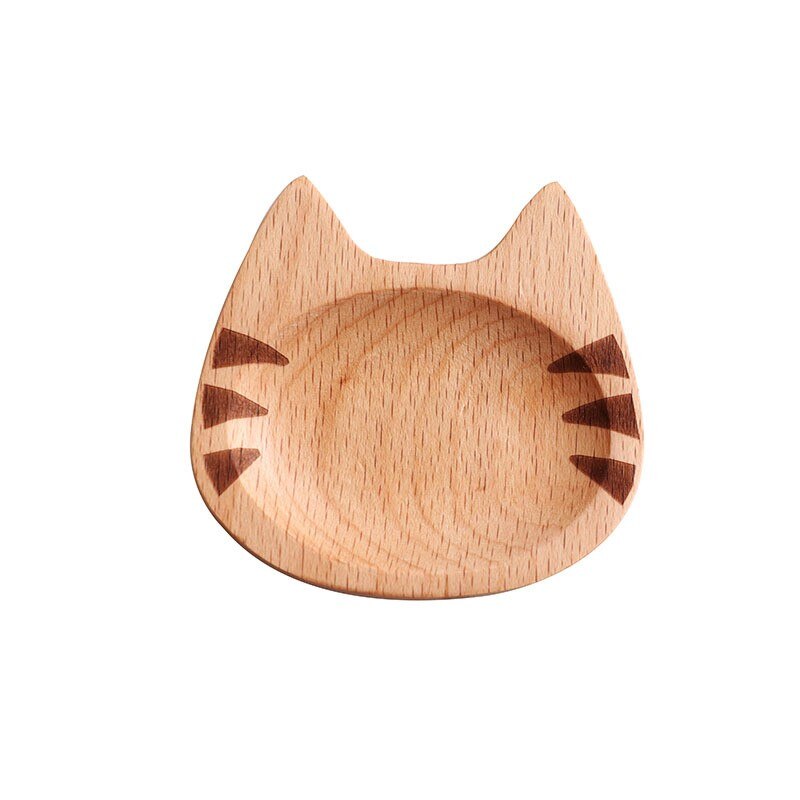 Cartoon Saus Schotel Kat Vorm Schotel Beuken Hout Kleine Houten Plaat Huishouden Dagelijks Jus Boten Duurzaam Servies: 01 1pcs