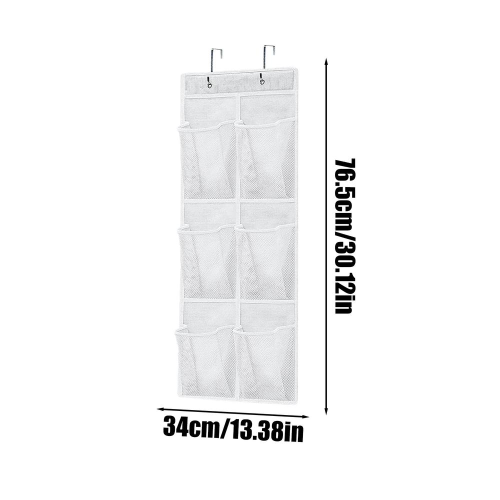 Organizador de sapatos para artigos diversos, 6 compartimentos, montagem na parede, sobre a porta, saco de armazenamento pendurado, bolsos de malha para parede: Branco
