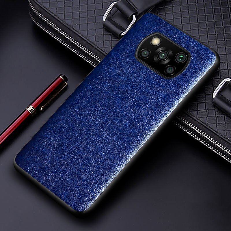 Luksuriøst pu-skinndeksel til xiaomi poco  x3 nfc  x3 pro med ensfarget forretningsdeksel til xiaomi poco  x3 pro: For poco  x3 / Blå