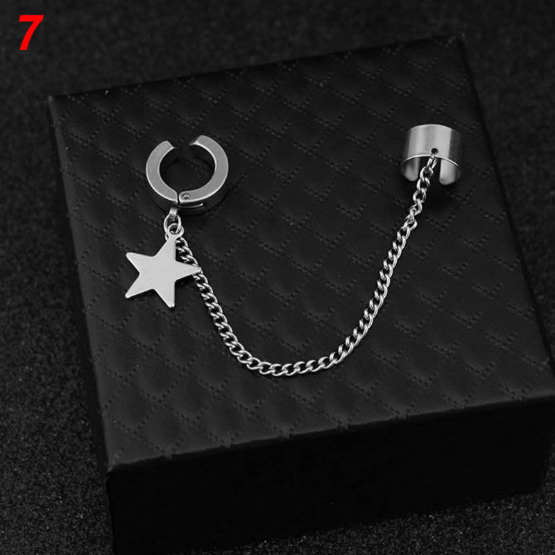 acier inoxydable oreille chaîne clé serrure lame pendentif hommes femmes boucle d'oreille couleur