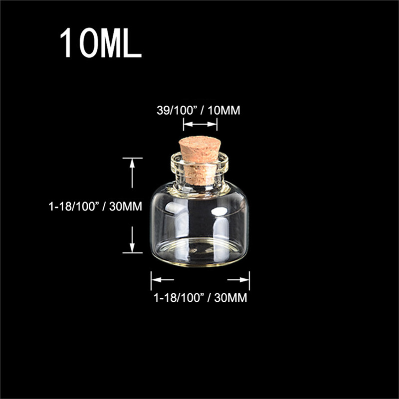 24PC Mini transparent Glas Kork Flaschen Handwerk Fläschchen Klar Glas Leere wünschen Flaschen 4ml 10ml 100ml Gläser Container Diy Fläschchen: 10ml