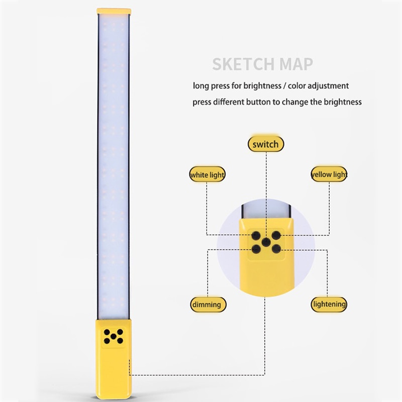 Photography Photo Studio Protable Handheld LED Photography Light 3000K-5000K 3.7V 12W USB Charging Flash Light Photo Fill Light