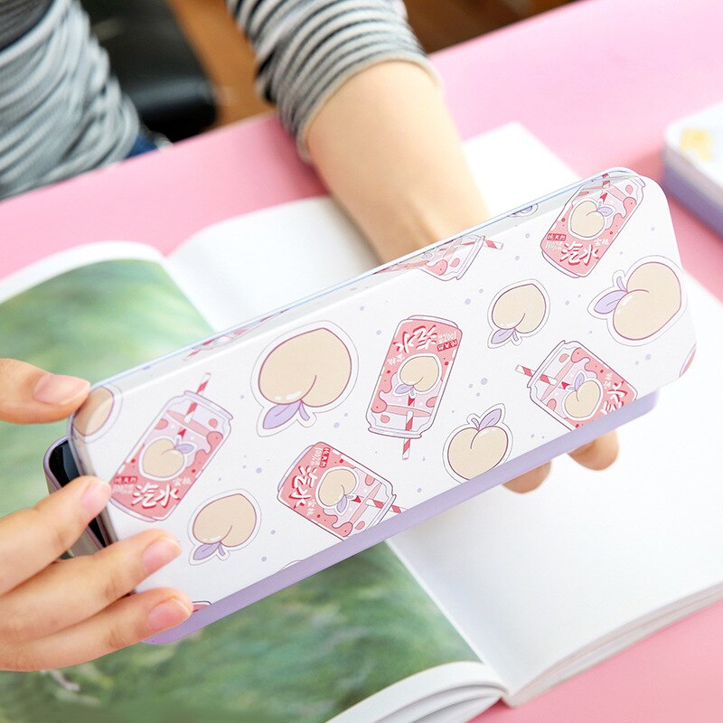 AAGU Fresh Fruit Watermelon Pencil Case Office Supplies Pencil Pouch for Girls Large Capacity Pencil Bag Metal Stationery Case