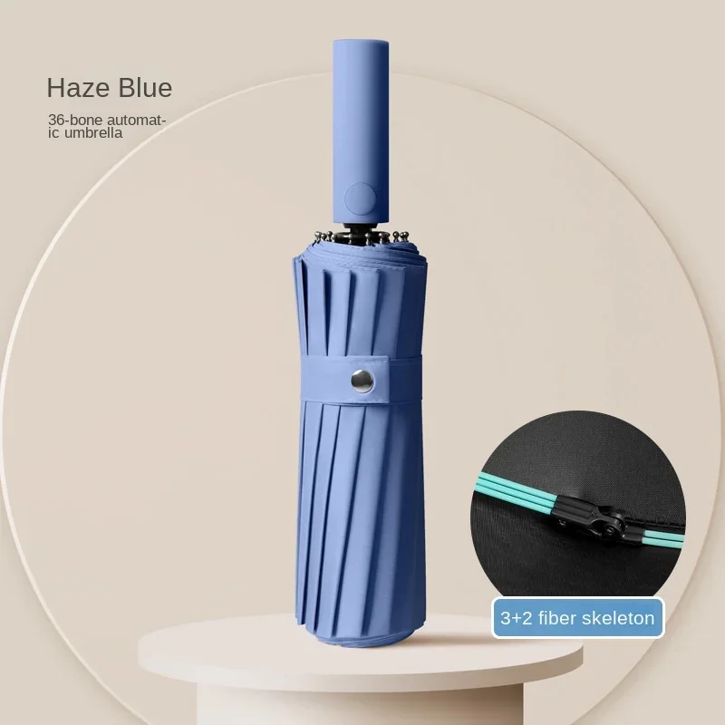 Guarda-chuva reforçado automático para homens, guarda-chuva de uso duplo, resistente a raios UV, proteção solar, chuva e sol, 60 ossos