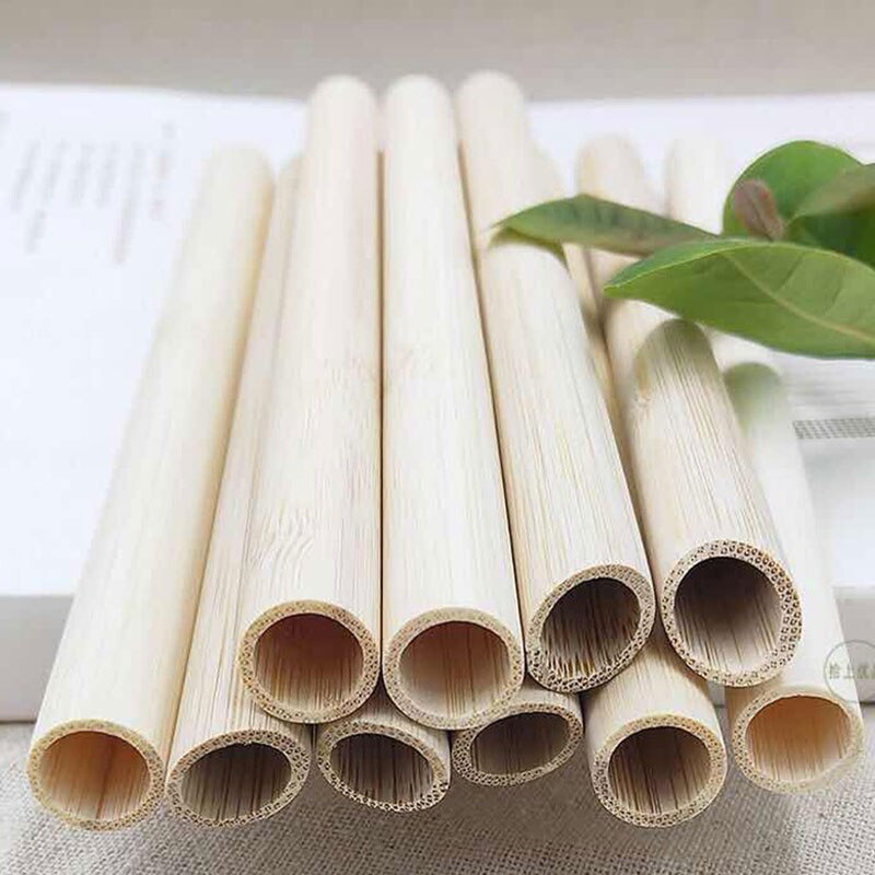 10Pcs/Set Natural Bamboo Reusable Drinking Straws Eco-friendly Party Bar Straws Reusable Accessory Cocktail Straw Steel Tools