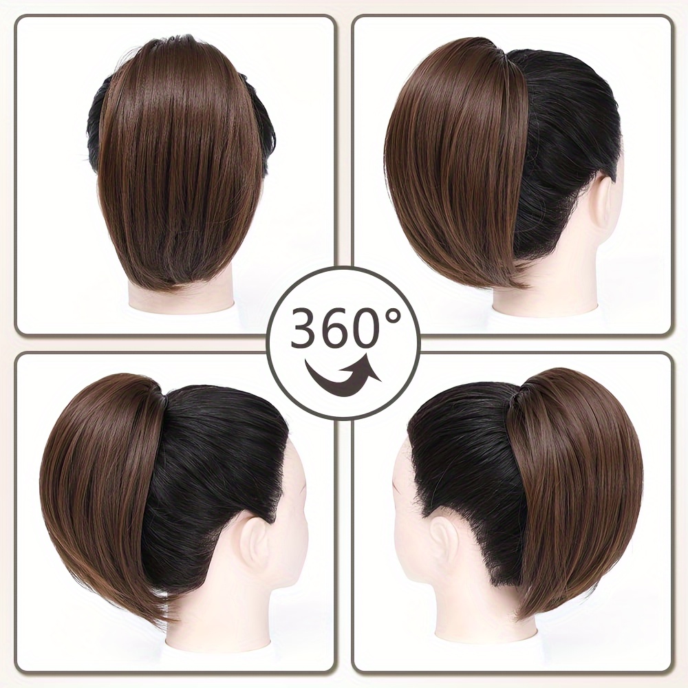 Postizo sintético de moño alto recto para mujer, extensión de cola de caballo con cordón , fácil de usar, moño de pelo de