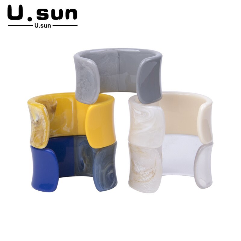 Eenvoudige Charme Elegante Open Bangles Resin Acryl Verklaring Bangle voor Vrouwen Grote Brede Kleurrijke Mode-sieraden Dames Armband