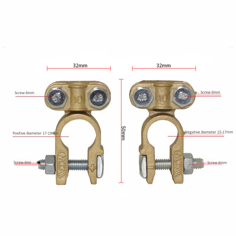 2X Solid Brass Heavy Duty Angle Battery Top Post Cable Terminal Wire Terminals Car Battery Connector Battery Terminal Battery Cl