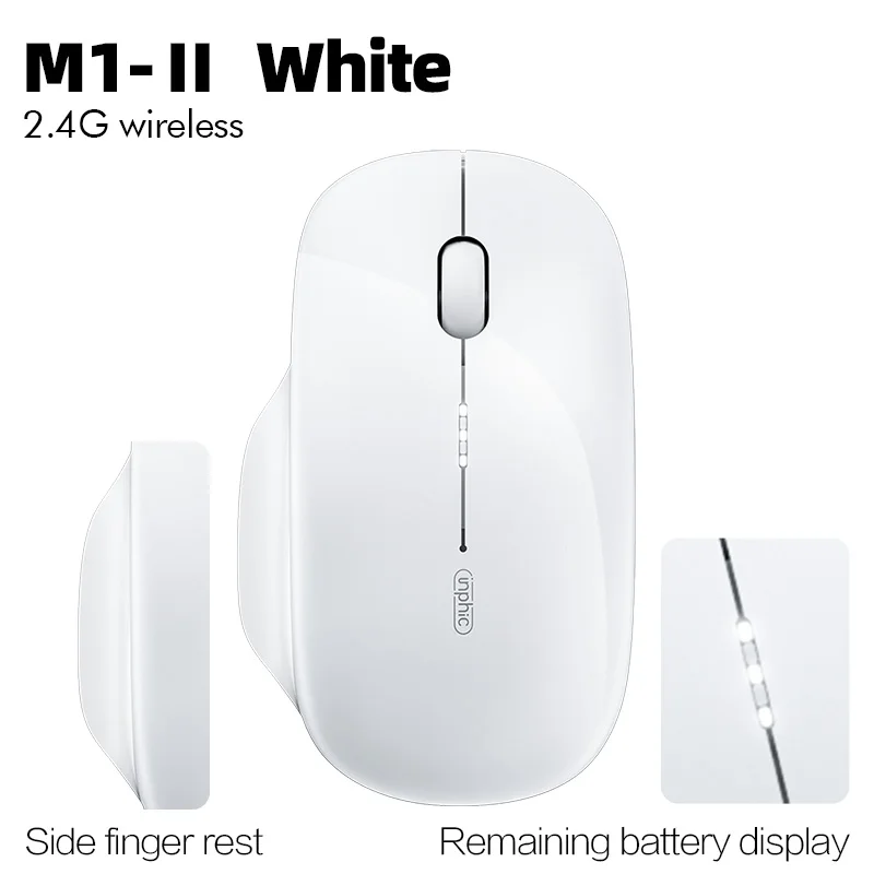Inphic  m1 Profi kabellose maus, wiederaufladbare, geräuschlose maus, bluetooth-funkmaus mit drei modi, akkuanzeige + usb-c-ladefunktion: Grau