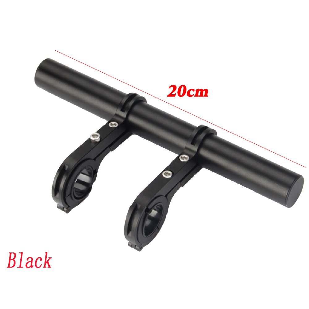 Fiets Multifunctionele Uitbreiding Frame Stopwatch Auto Lamp Beugel Klem Dubbele Stang Aluminium Beugel 20 Cm Lengte: 20cm Black