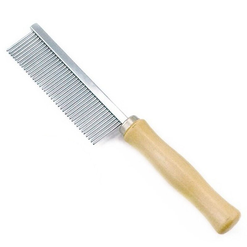 Green-peine de doble cara de acero inoxidable con mango de madera, herramienta para desenredar el pelo de perros y gatos, productos de aseo