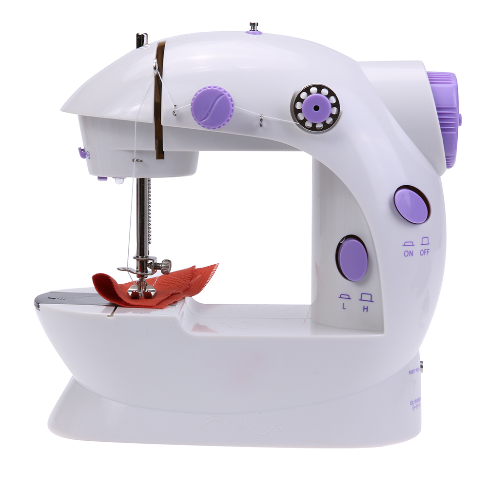 Home Miniature Sewing Machine Multifunctional Crafting Mending Machine with Foot Pedal LED Light Mini Electrical Appliance: WHITE