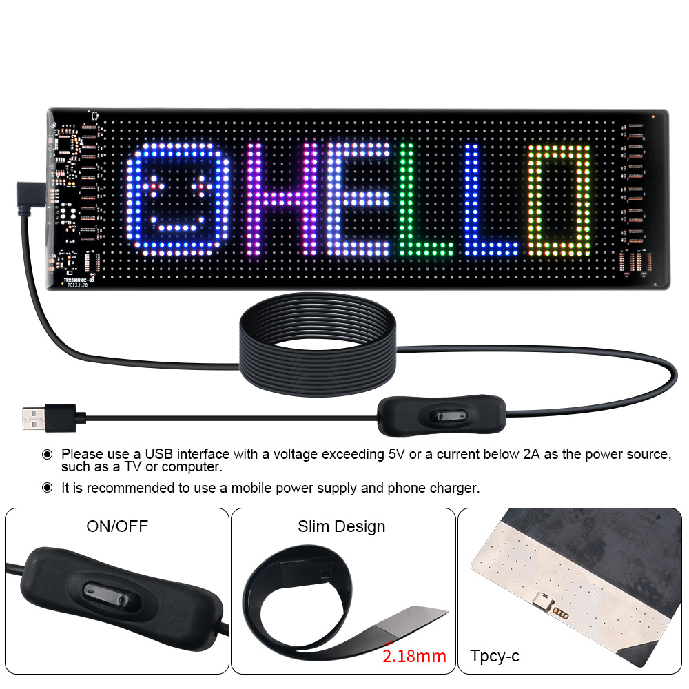 Led Matrix Pixel Panel Bluetooth App Usb Flexibele Adresseerbare Rgb Patroon Graffiti Scrolling Auto Raam Tekst Animatie Display
