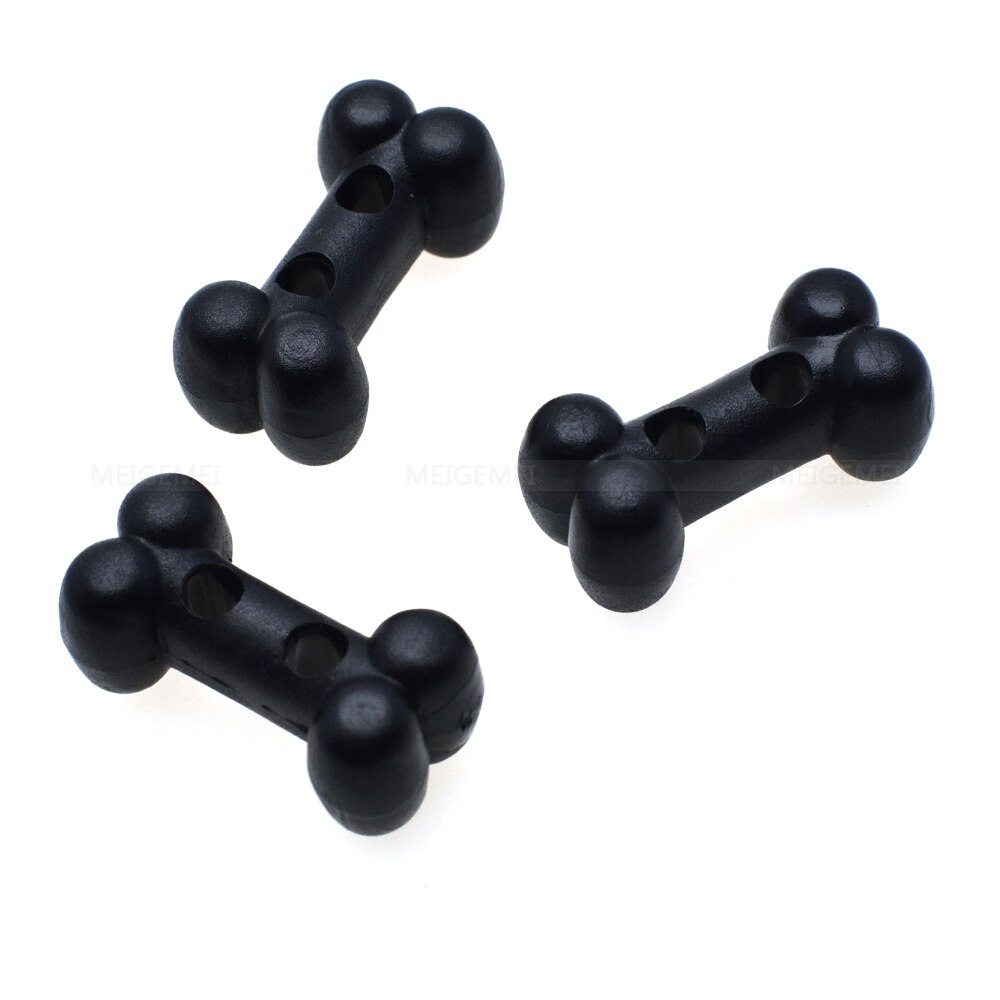 100 stks/pak Plastic Hond Bot Vorm Button Cord Lock Toggle Stopper Zwart