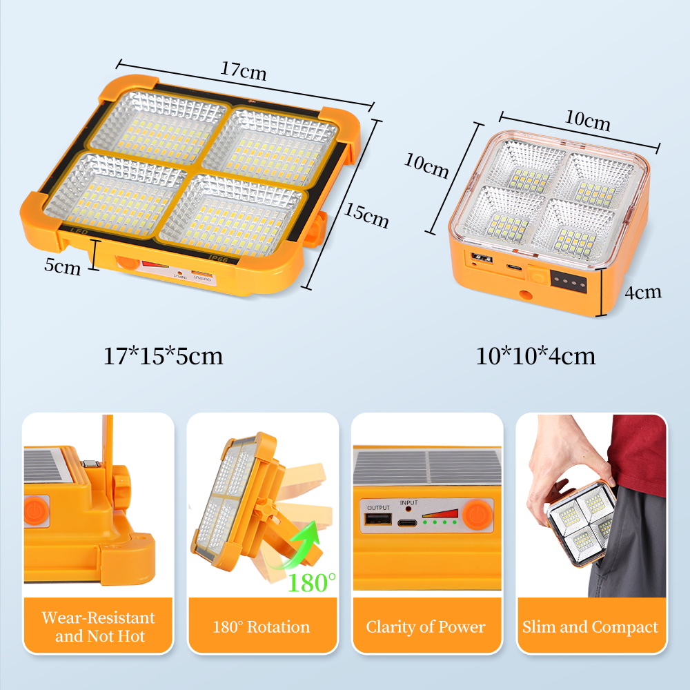 Luz Solar portátil para exteriores, lámpara LED de emergencia recargable con puerto USB, linterna de luz Solar, luces de Camping para viajes y caminatas en Parkside