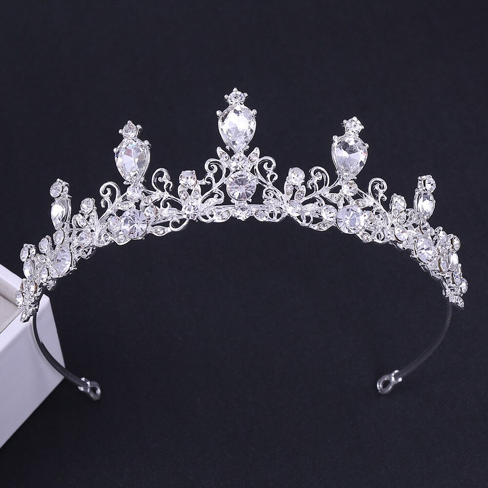 Set di gioielli da sposa con goccia d&#39;acqua in cristallo barocco Set di orecchini con corona di diademi di strass per Set di gioielli da sposa Dubai: Crown