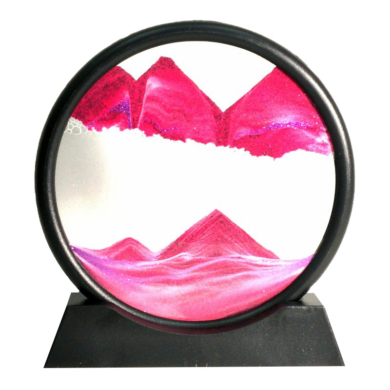 Sablier 3D avec étagère, paysage de sable profond, peinture de sable mouvant, image d&#39;art en mouvement, décoration de bureau pour la maison: H / 12 inch