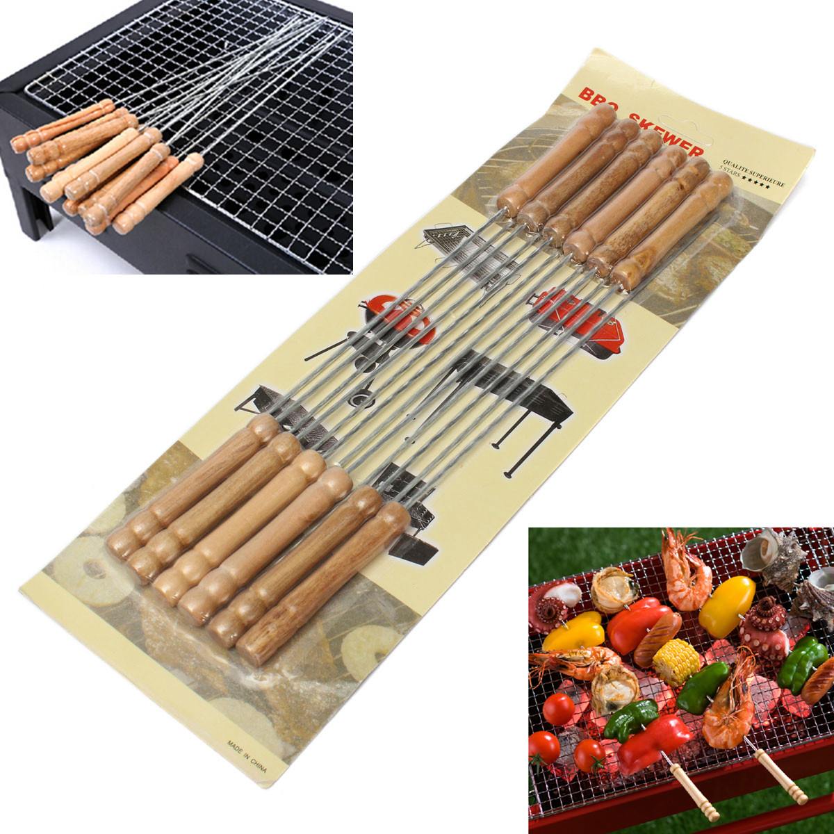 12 stuks 30 cm Rvs Metalen Barbeque Spies Naald BBQ Kebab Stick Gebruiksvoorwerp BBQ Gereedschap