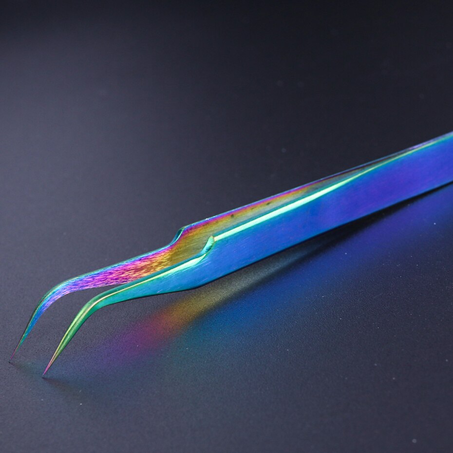 1 stücke Chamäleon Wimpern Pinzette Edelstahl Gekrümmte Gerade Nagel Zange Pflücker Strass Erweiterungen Augenbrauen Werkzeuge LENB01-07