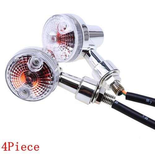 Possbay 4 Stuks Motorcycle Knipperlichten Indicator Lamp Amber Flashers Voor Kawasaki Suzuki Harley Honda Cafe Racer Turn Lamp: Clear Sliver