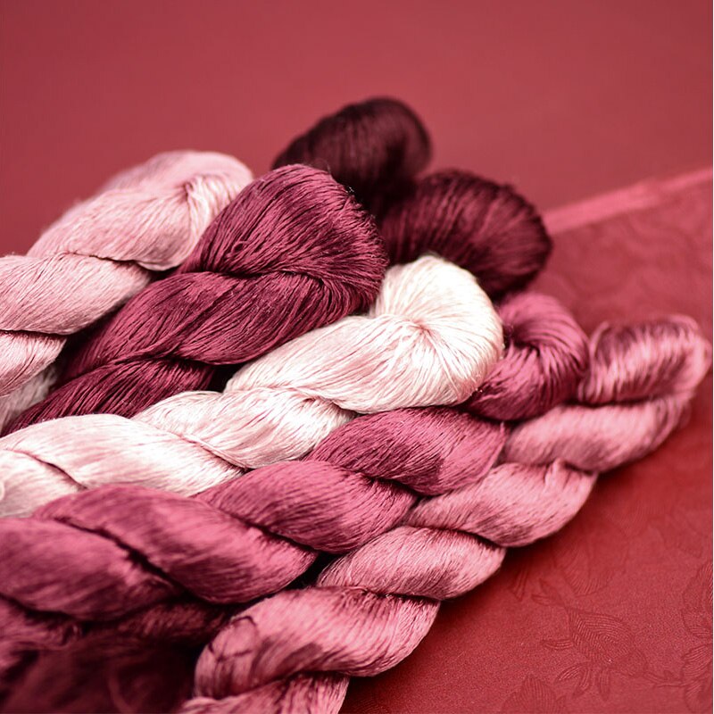 1 stücke 100% seidenfaden Hand stickerei sticken kreuz stich Amaranth verrotten 400m die Seide stickerei gewinde 8 reine farben