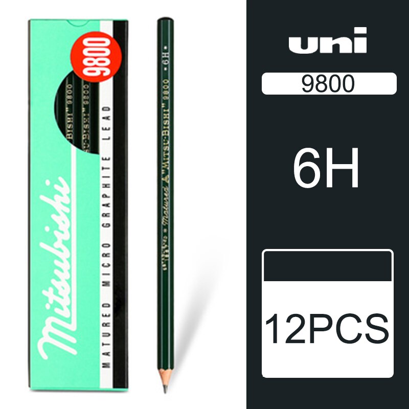 12/22 pinner uni mitsubishi blyant 9800 testkort tegneblyanter kunstskisseblyant: 6h